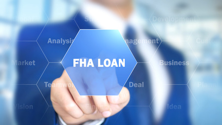 fha loan, businessman working on holographic interface